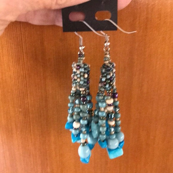 NEW Copper, White, Turquoise Earrings - Picture 3 of 3